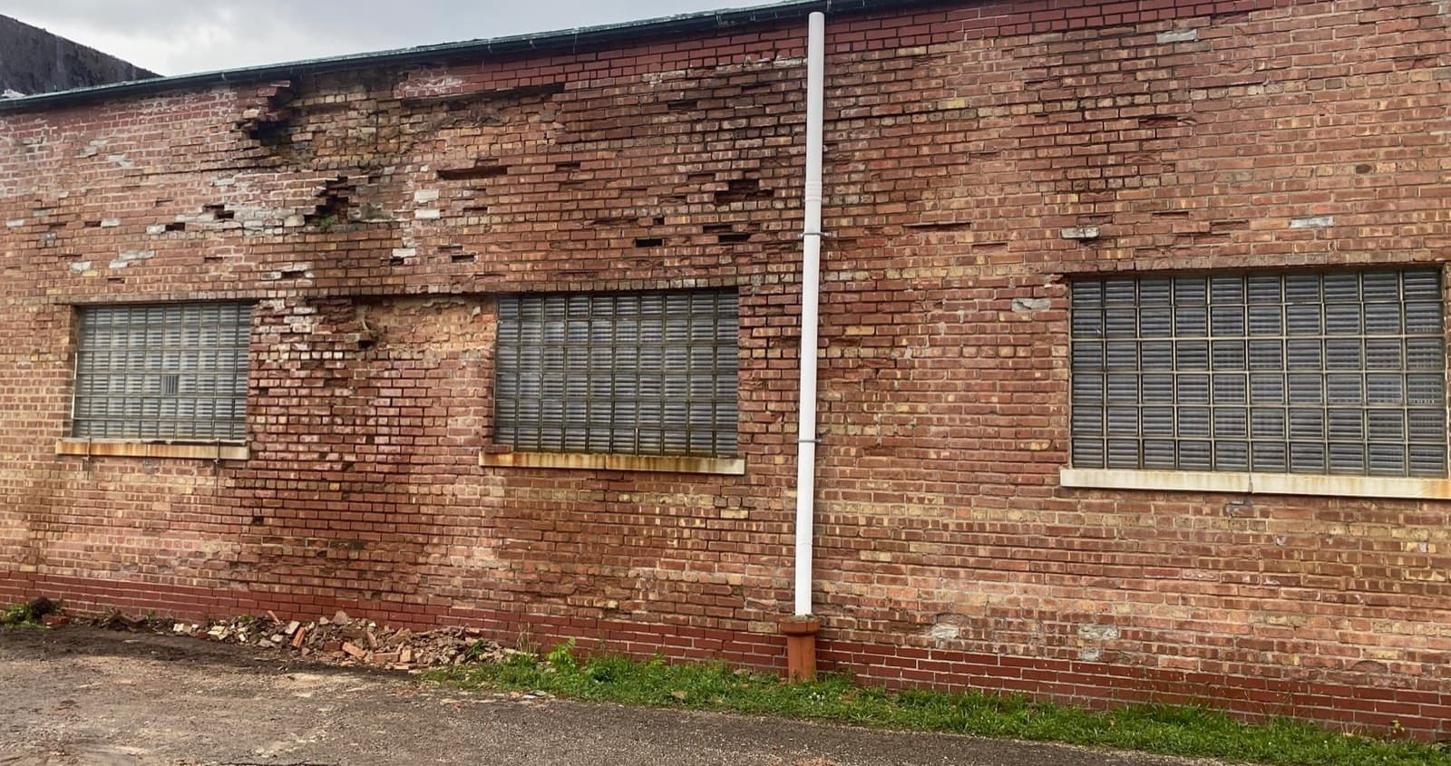 Warehouse Brick Wall Restoration — before