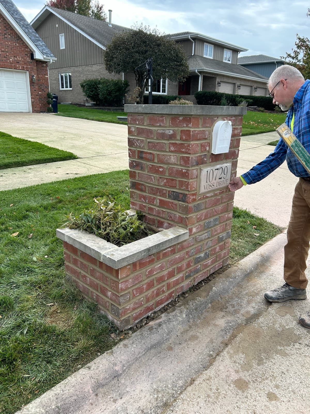 Brick Mailbox Pillar Rebuild — completed