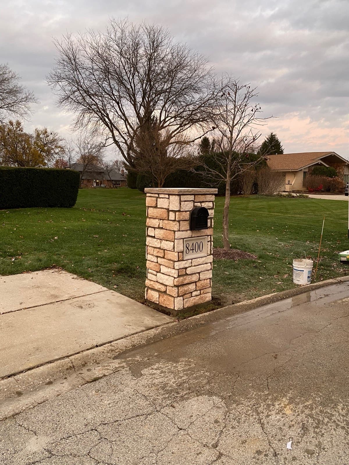 Stone Mailbox Pillar — completed