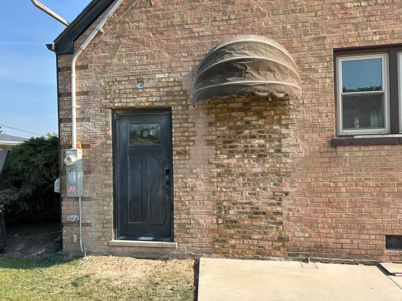 Repointed and repaired foundation masonry at grade on an Oak Lawn, IL home by Paul Lally's Masonry