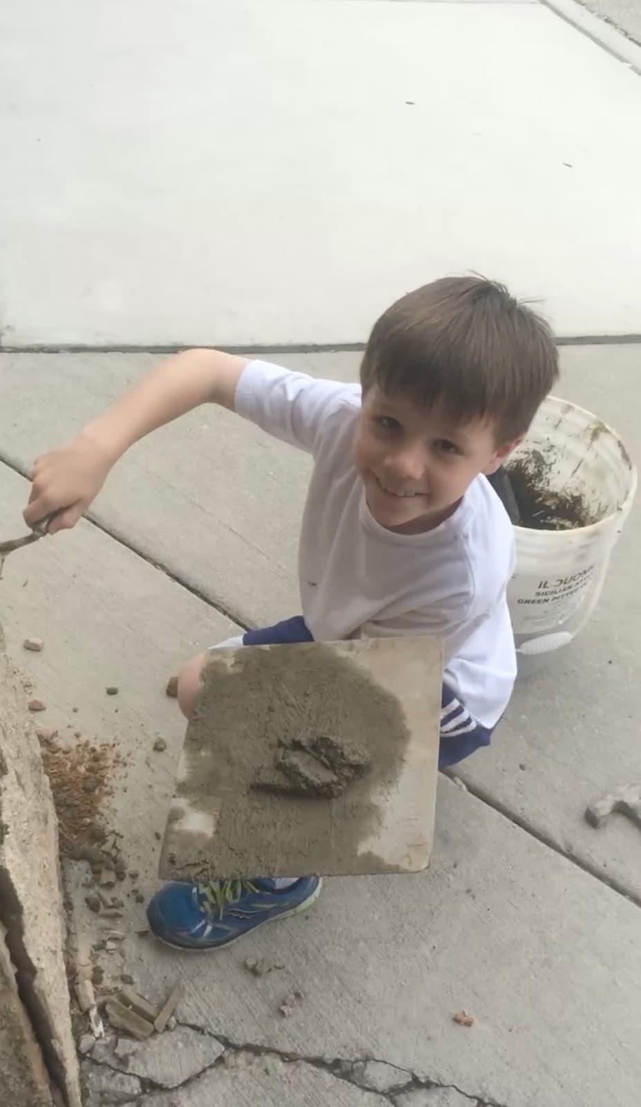 Put to work early — first hawk, first trowel